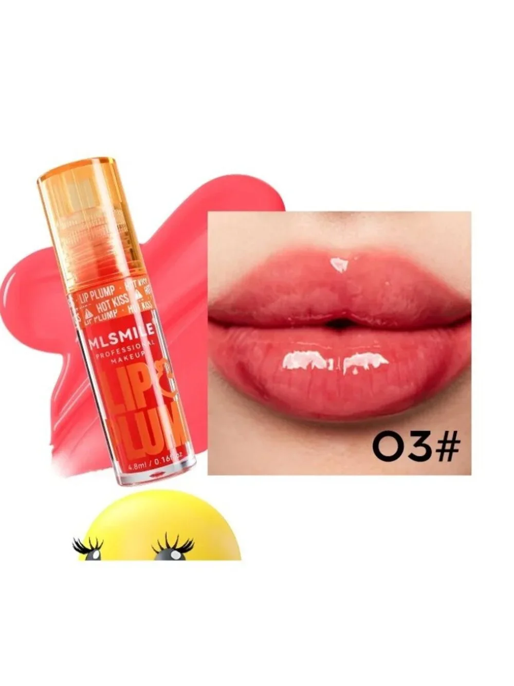 Set of 3 New MLSMILE Lip Plumping Gloss Colors #01 #02 #03
